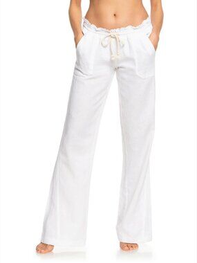 Roxy Oceanside white linen pant